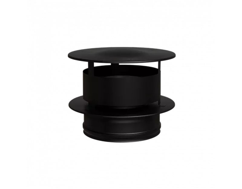 Дымоходы Ferrum Оголовок с ветрозащитой (430/0,5 мм + нерж/эмаль/600° черная) Ф150х210 - фото 1