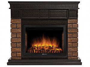 Портал Firelight Bricks Wood 25 камень темный, шпон венге