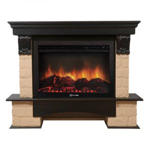 Портал Firelight Forte 30U (угловой) камень бежевый, шпон темный дуб