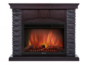 Портал Firelight Porto 30U (угловой) камень черный, шпон венге